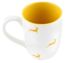 Yellow Running Deer Decorative Handcraft Ceramic Coffee Mug